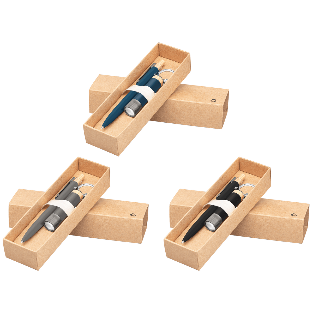 Reborn Recycled Aluminum Bamboo Accented Pen & Flashlight Gift Set