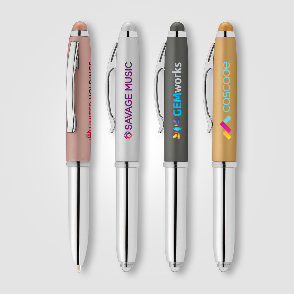 Vivano Softy Metallic Pen with LED Light and Stylus