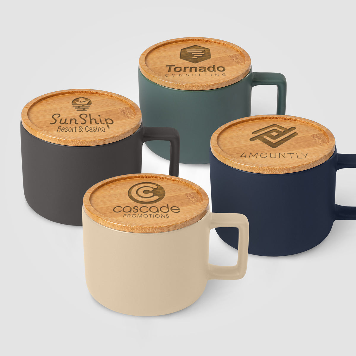 Cafe Virtuoso - 12 oz. Ceramic Mug with Bamboo Lid
