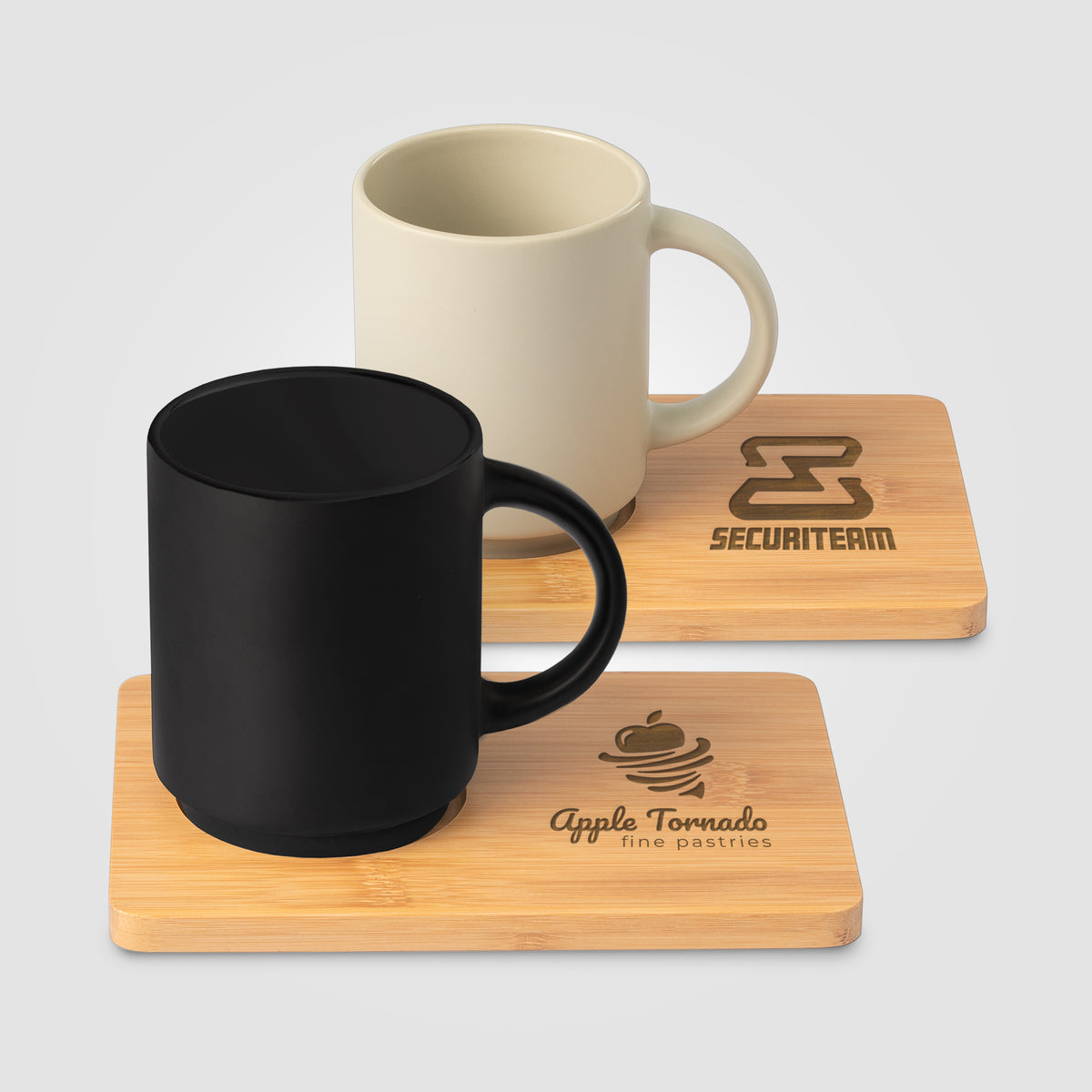 Cafe Duo - 11 oz. Ceramic Mug & Bamboo Board Set