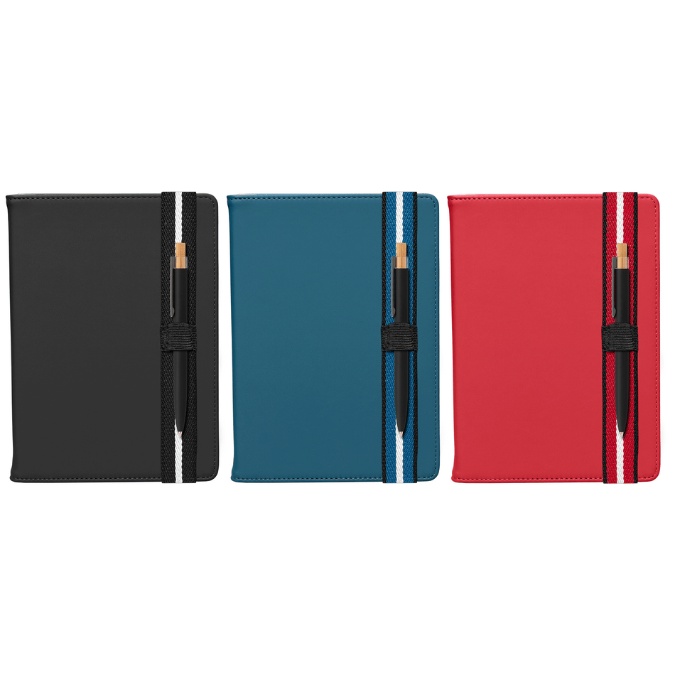 Newport Recycled Chevron Refillable Journal Pen Set - A5