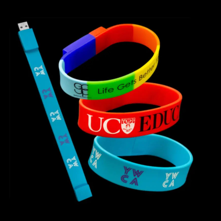 Custom silicone USB wristbands with built-in flash drive - Dynamic Gift promotional products