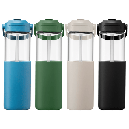 Juno Glass Silicone Sleeve Straw Bottle - 22 oz.