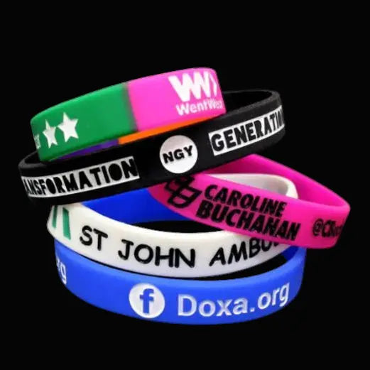 Custom debossed silicone wristbands with color ink-fill for high-contrast branding - Dynamic Gift
