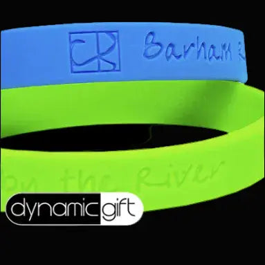 Custom debossed silicone wristbands with recessed logo design - Dynamic Gift
