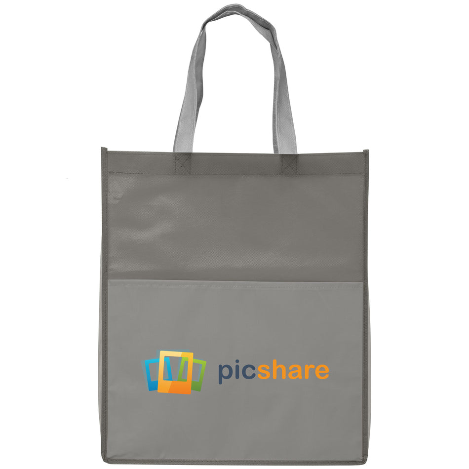 Rome RPET - Recycled Non-Woven Tote with 210D RPET Pocket - ColorJet